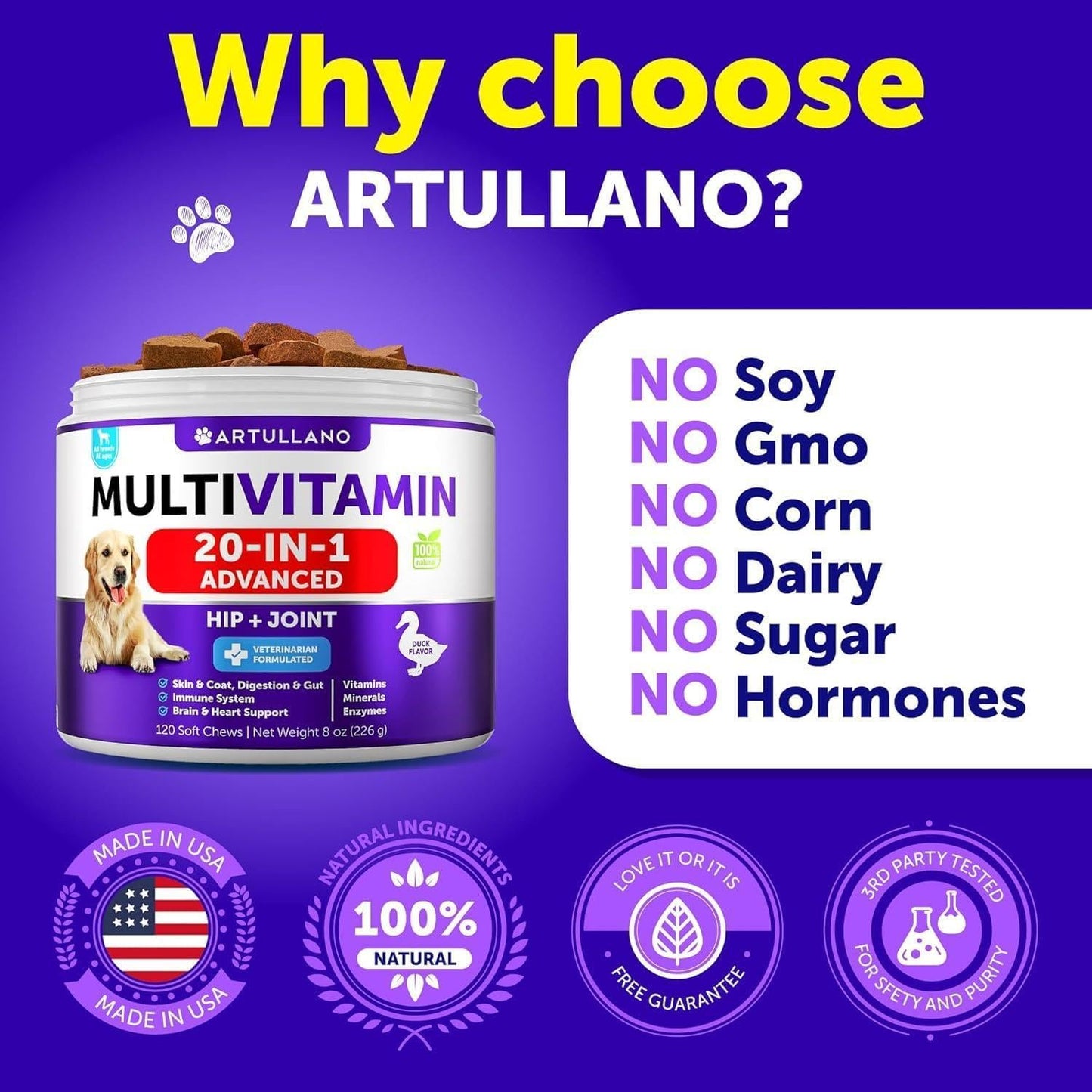 Dog Multivitamin Chews with Glucosamine 20-in-1