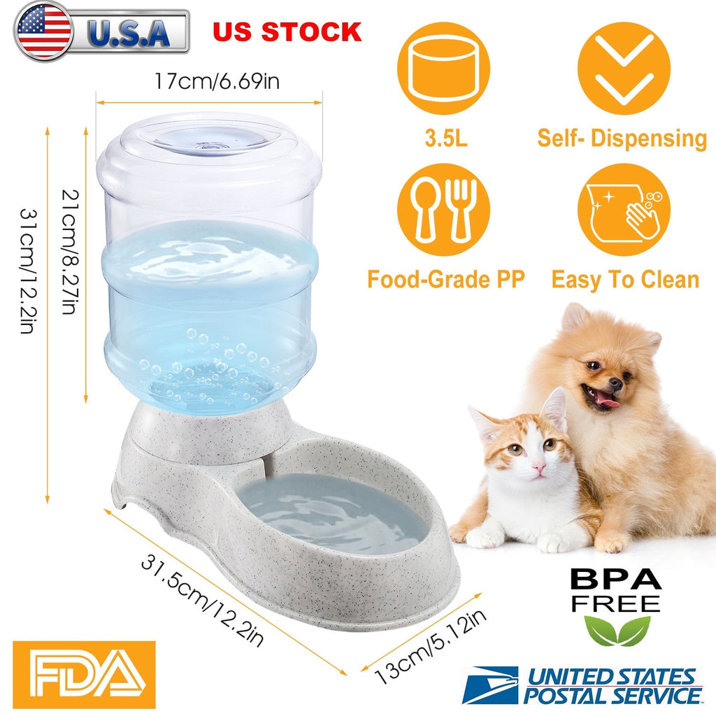 3.5L/1Gal Pet Water Dispenser Self-Dispensing Gravity Pets Water Feeder Automatic Pet Waterer Cat Dog - Majestic Pet Kingdom