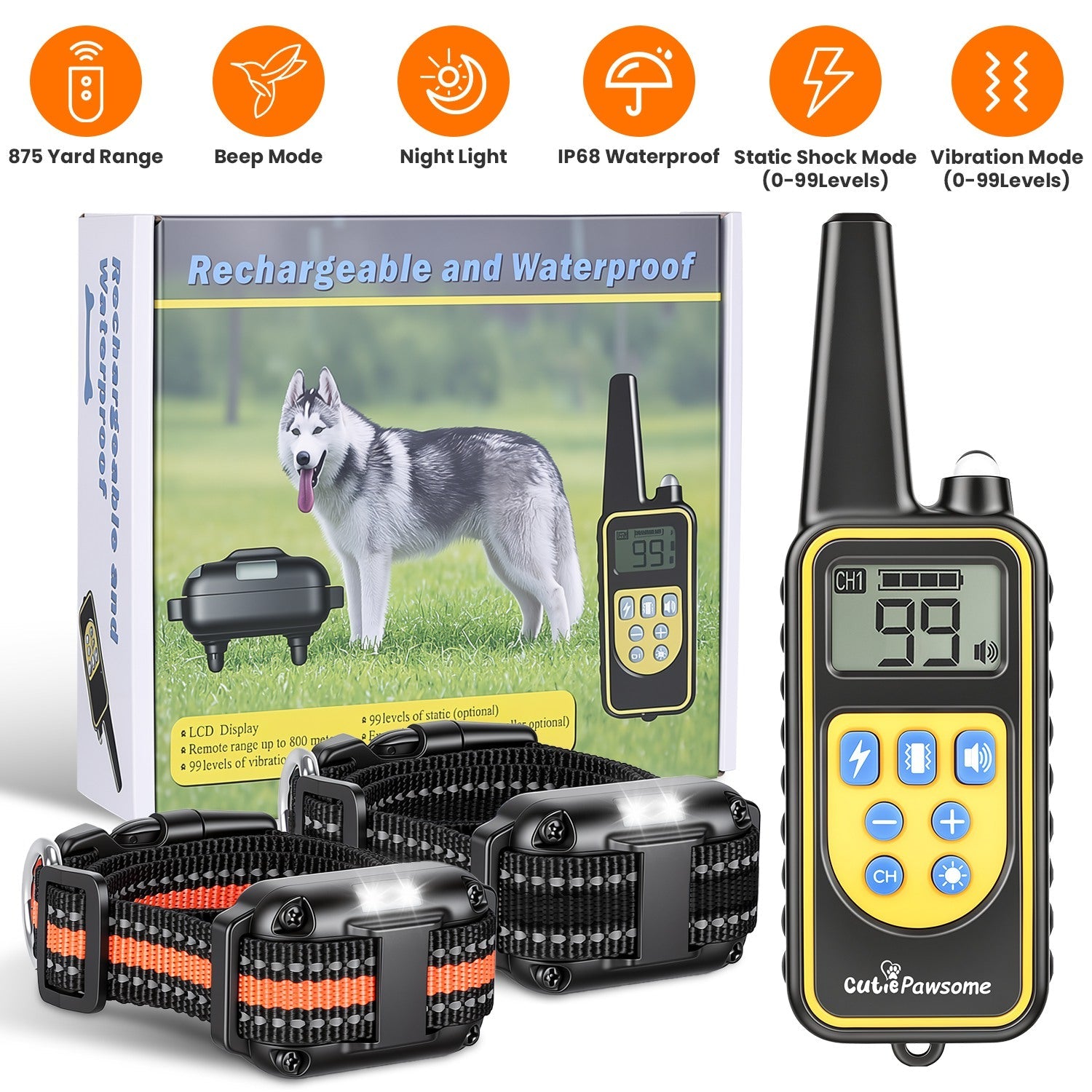 Rechargeable Dog Training Collar with Remote – 875 Yard Range - Majestic Pet Kingdom