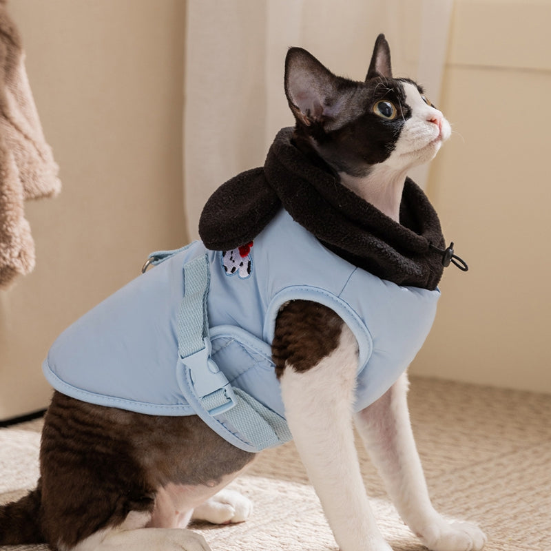 Autumn And Winter Cat Hairless Warm Cartoon Embroidered Hooded Cotton Coat, Small And Medium-sized Dog Teddy Pet Dog Clothes - Majestic Pet Kingdom