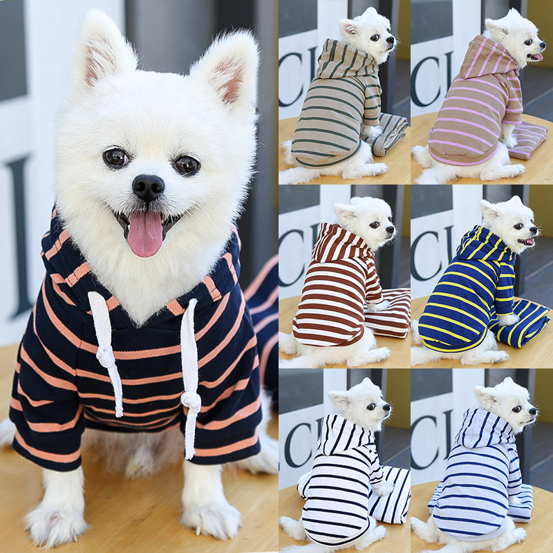 Pet Dog Cat Hoodie Striped Clothes - Majestic Pet Kingdom