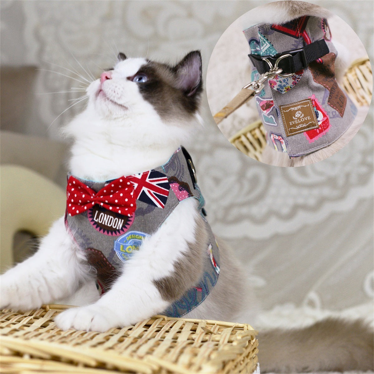 Cute Cat's Chest Back Traction Rope Clothes