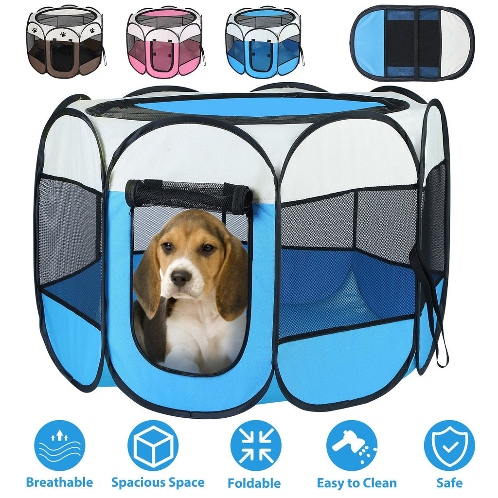 Portable Foldable Pet Tent Exercise Pen Kennel Removable Zipper Top and Bottom Water Resistant Indoor Outdoor Use For Dogs Cats Other Pets - Majestic Pet Kingdom