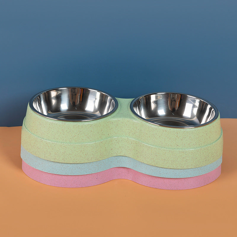 Double Pet Bowls Dog Food Water Feeder Stainless Steel Pet Drinking Dish Feeder Cat Puppy Feeding Supplies Small Dog Accessories - Majestic Pet Kingdom