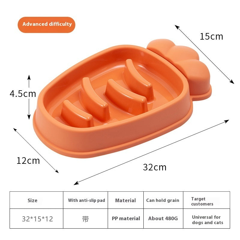 Dog Bowl Slow Feeder Carrot Radish Shape Anti-Tumble Dish - Detail Angle 6 | Majestic Pet Kingdom