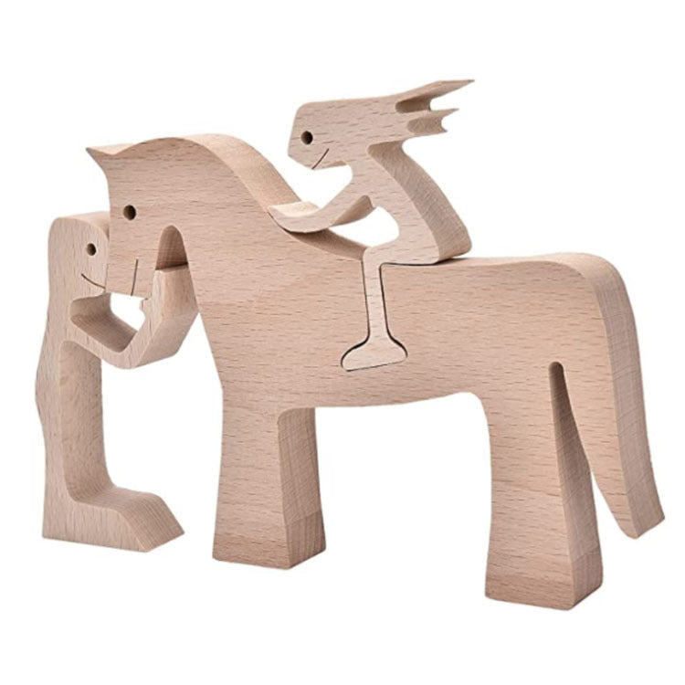 DIY Wooden Dog Figurine Sculpture Home Decor