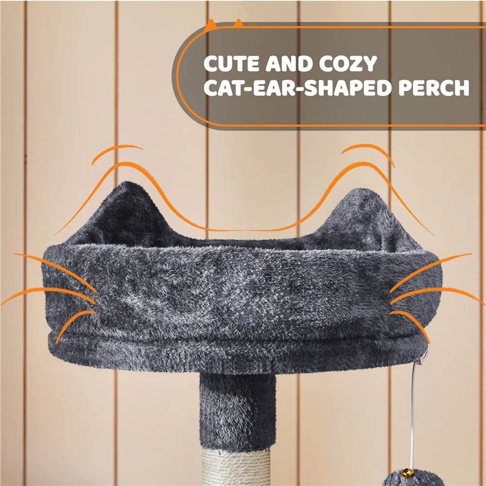 Renwick 69in Large Cat Tree Tower with Condos &amp; Scratching Board - Dark Gray - Majestic Pet Kingdom