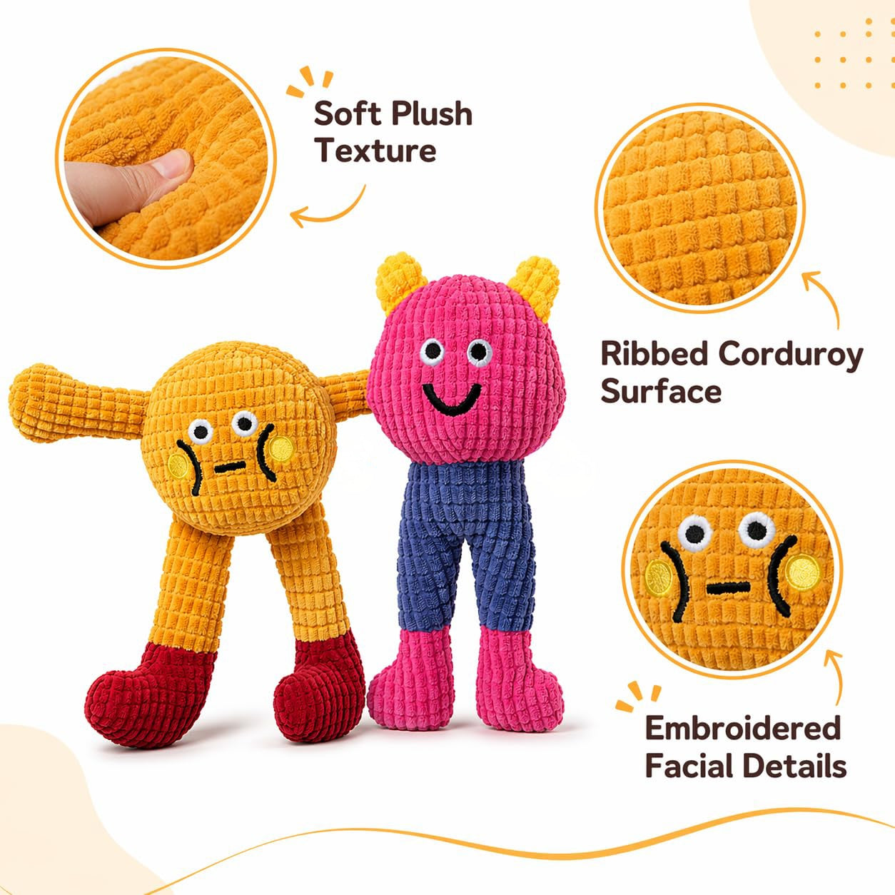 Cat&Dog Chew Toys With Catnip Inside, Ecofriendly Material Made, Crinkle Paper & Squeaky Ball Inside, Waffle And Baby Toy Combination Packaging, Cuddles Meow Chompclean, 2 Pack