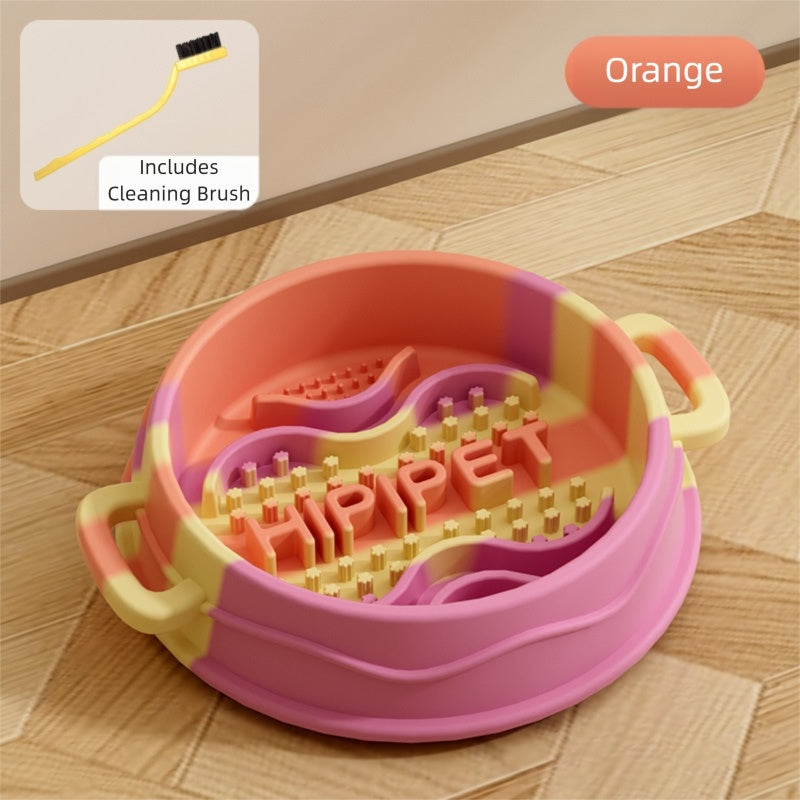 Cross-border Dog Bowl, Double-ear Handle Silicone Slow Food Bowl, Dog Pet Small Dog Slow Food Mat, Anti-choking Slow Food Bowl