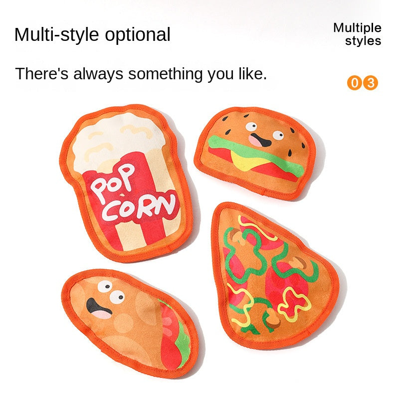 Dog Plush Toys Burger and Fries Squeaky Dental Chews 2-Pack Set - Detail Angle 3 | Majestic Pet Kingdom