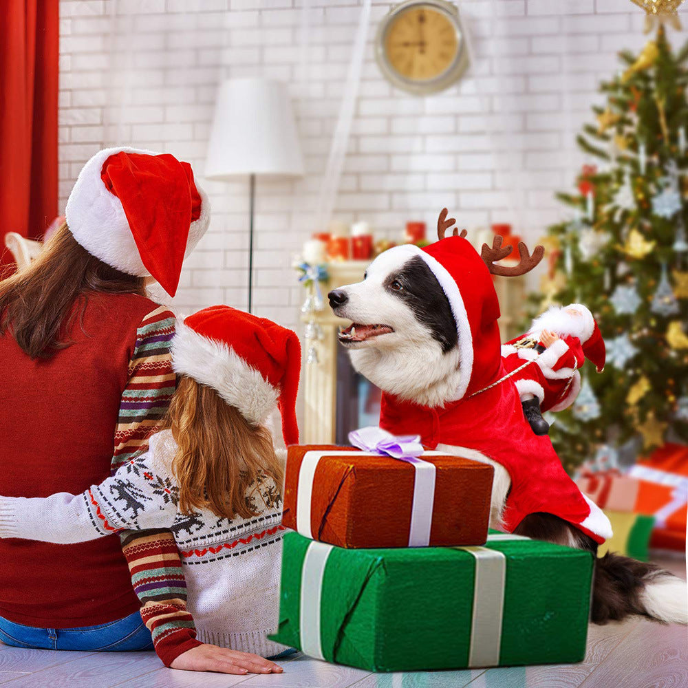 Dog Christmas Clothes Santa Claus Riding Deer - Majestic Pet Kingdom