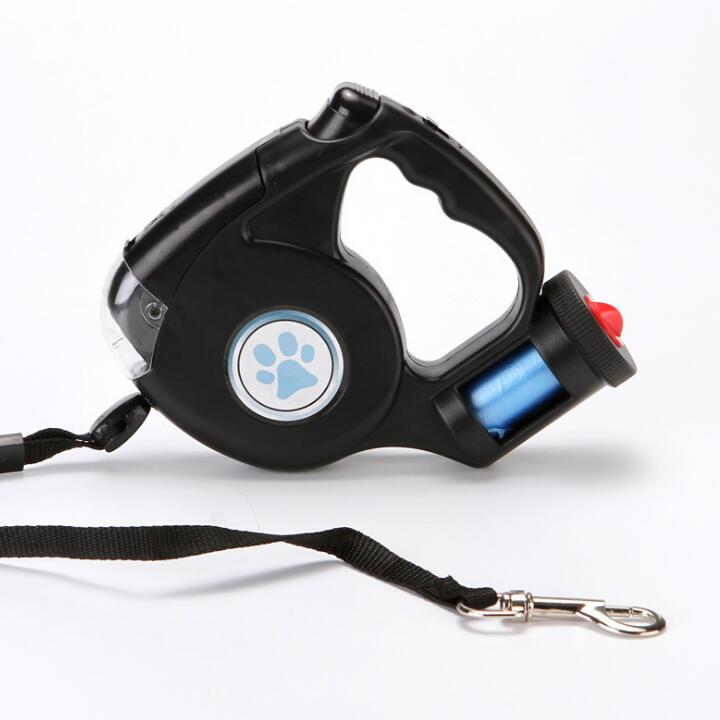 4.5M LED Flashlight Retractable Dog Lead with Poop Bag