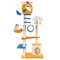 70 Inch Tall Aviation-themed Cat Tree with Helicopter Top Perch and Platforms-Yellow - Majestic Pet Kingdom