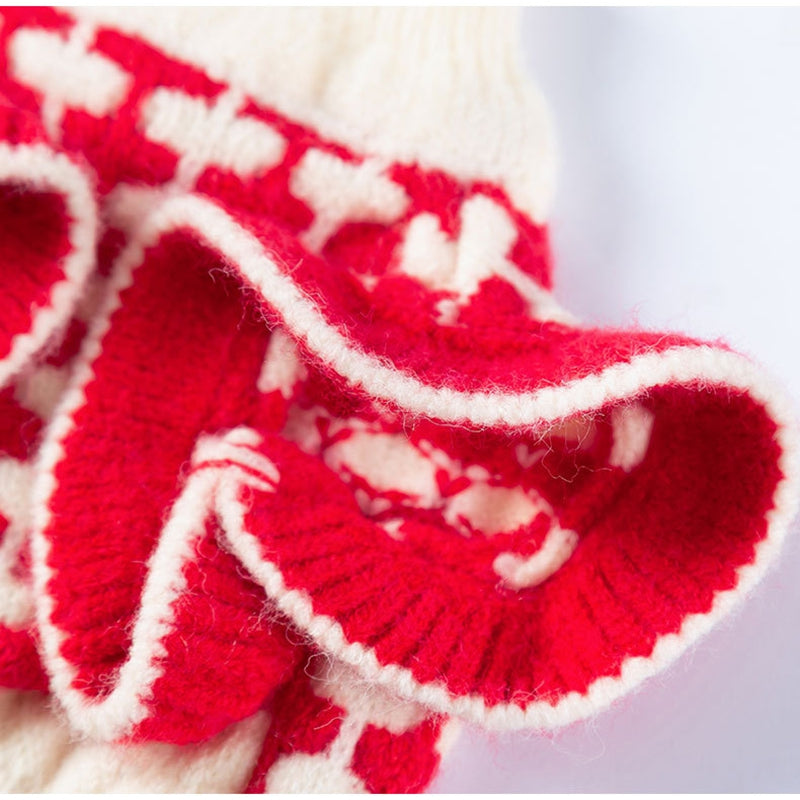 Cute Cherry Small Dog Sweater Soft Girl Dog Cardigan Clothes Turtleneck Warm Pet Puppy Knitted Pullover Princess Dogs Cats Outfits