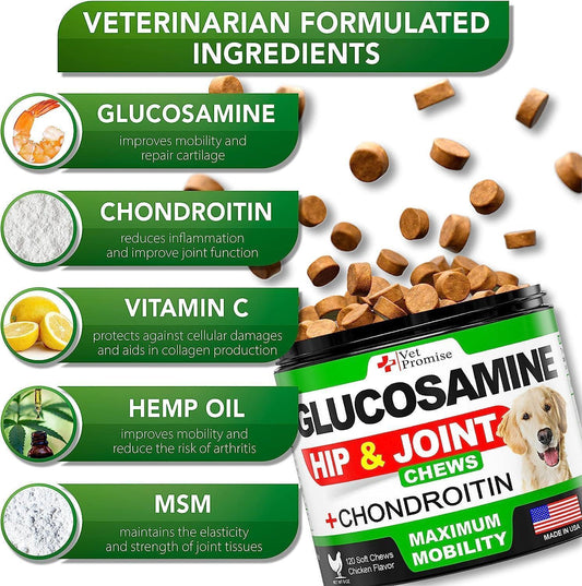 Dog Glucosamine Chews Hip & Joint Chondroitin 240ct 2-Pack