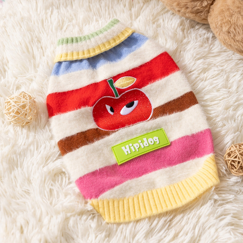 Pet Clothing, Corgi Special Rainbow Apple Striped Autumn And Winter Warm Medium-sized Dog Pullover Sweater, Dog Clothing - Majestic Pet Kingdom
