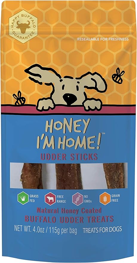 Dog Chews Honey Im Home Buffalo Udder Chewing Sticks 4oz Bag