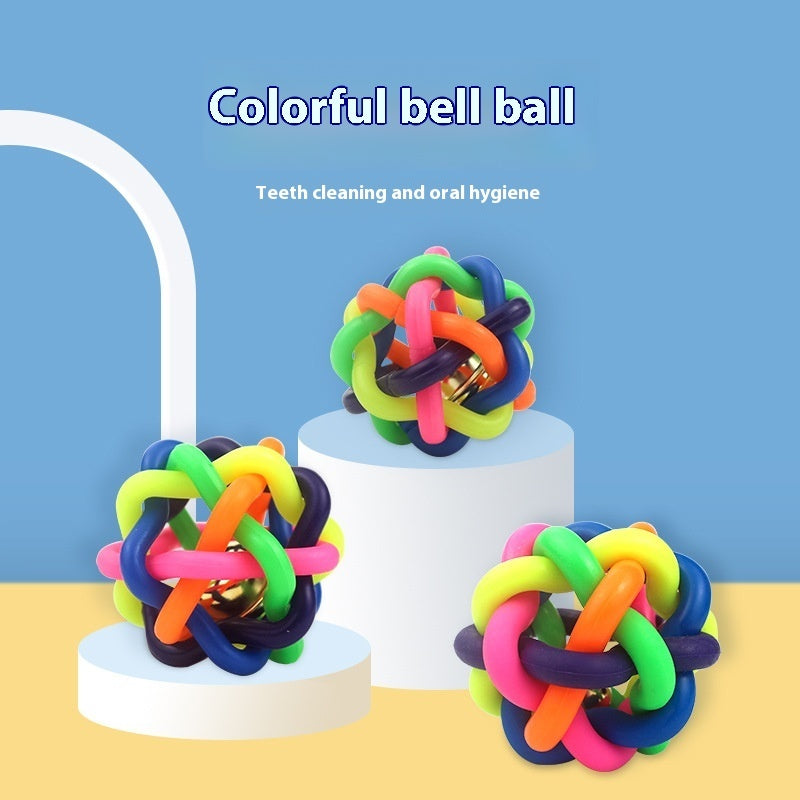 Pet Toy Ball Colorful Woven Ball Colorful Bell - Majestic Pet Kingdom