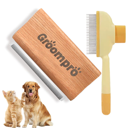 Groompro Deshedding Brush Dog & Cat Hair Removal Tool L 5.3 inch - Main Feature View | Majestic Pet Kingdom