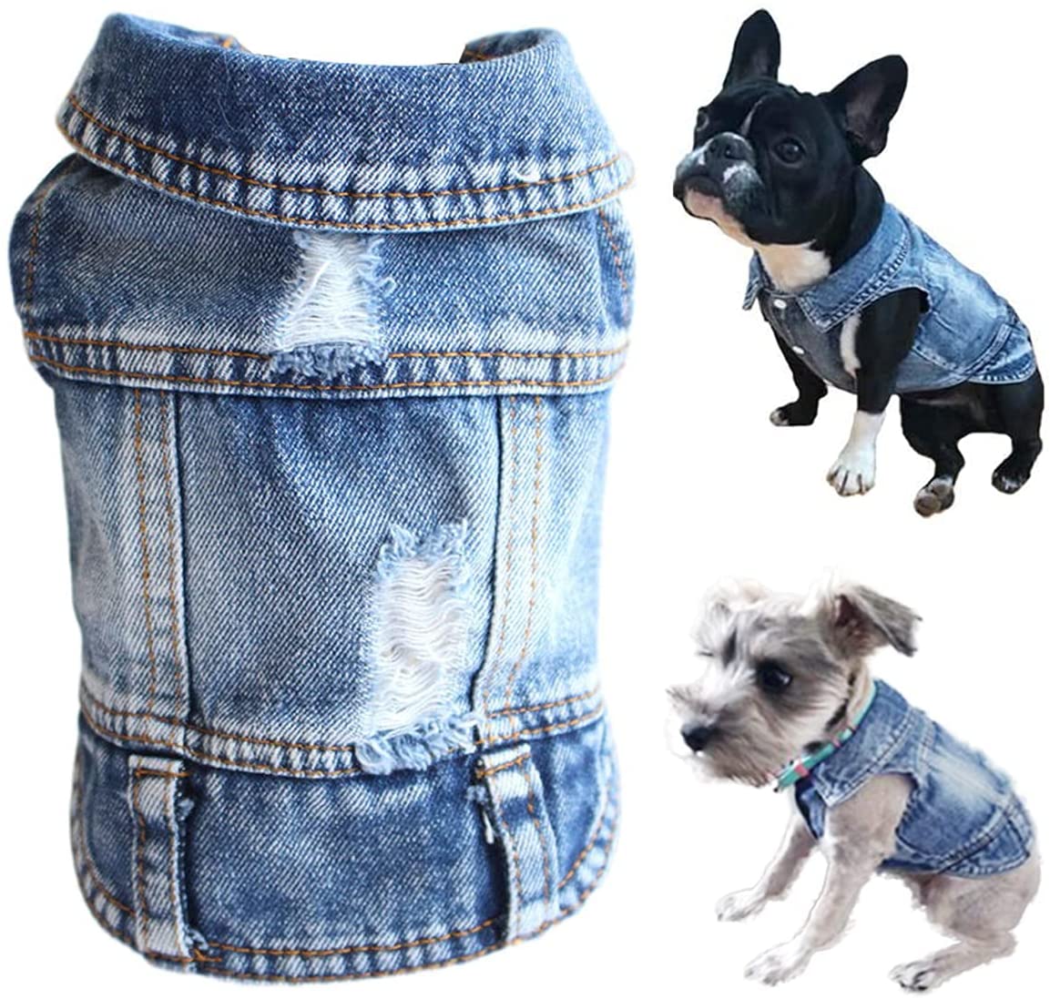 Pet Dog Cat Blue Denim Jeans Jacket Coat Vest | Purrfect Pet Kingdom