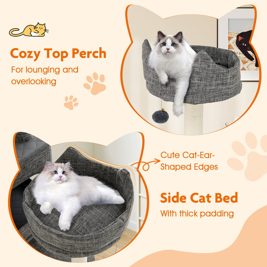 71 Inch Tall Cat Tree Multi-Level Large Cat Tower with Scratching Posts-Grey - Majestic Pet Kingdom