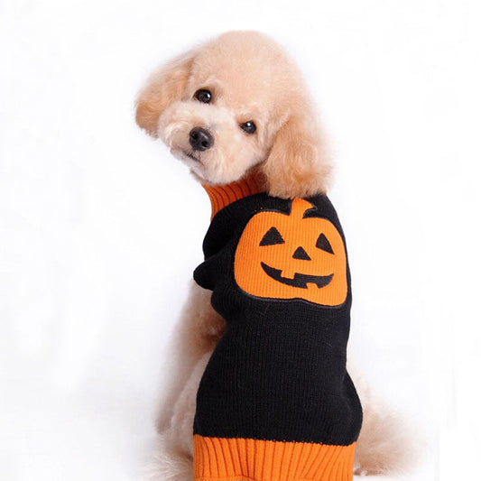 Pet Halloween Dog Knitted Pumpkin Sweater - Majestic Pet Kingdom