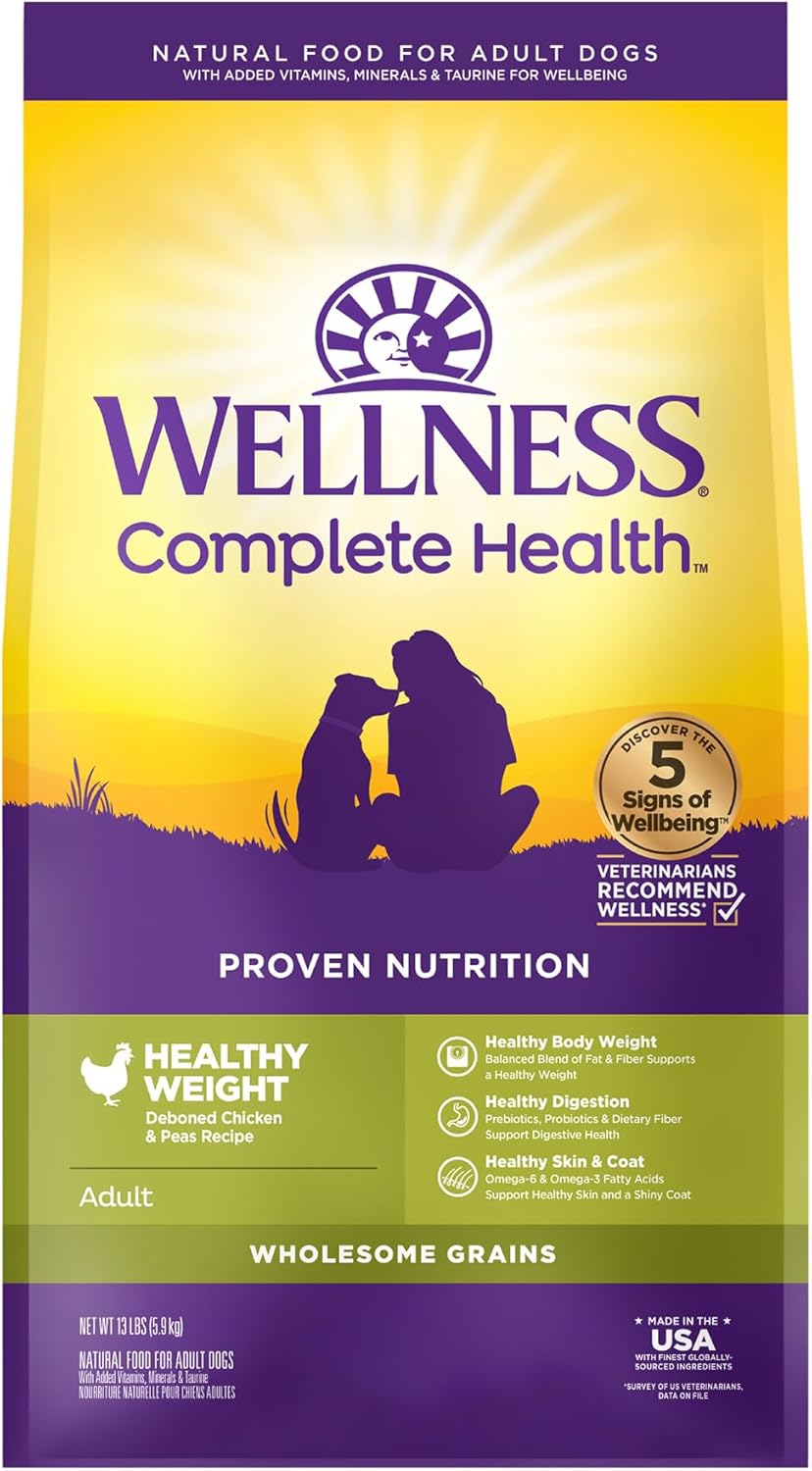 Dog Food Wellness Healthy Weight Chicken and Peas Dry Kibble