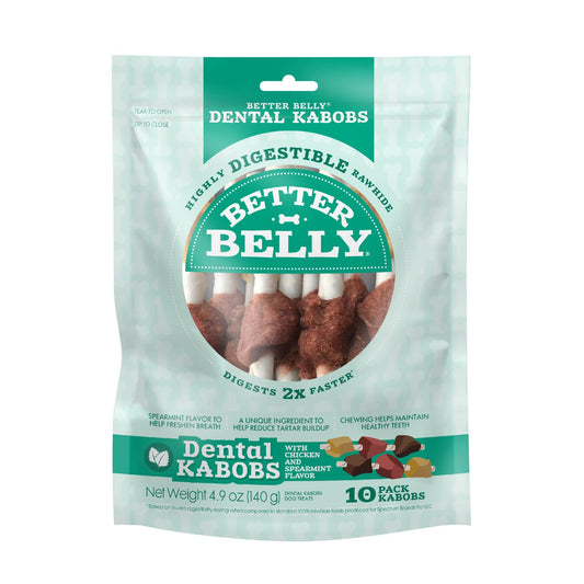 BestBy12/25 Better Belly Dental Kabobs Dog Chews Spearmint 10 Count - Main Feature View | Majestic Pet Kingdom
