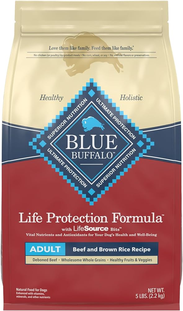 Dog Food Blue Buffalo Life Protection Beef & Brown Rice Food - Main Feature View | Majestic Pet Kingdom