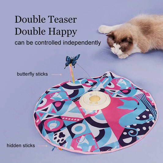 Fluttering Butterfly Cat Toys Interactive Cat Sticks Pet Kitten Can't Resist Mystery Motion Concealed Game Toy Automatic Teasing - Detail Angle 2 | Majestic Pet Kingdom