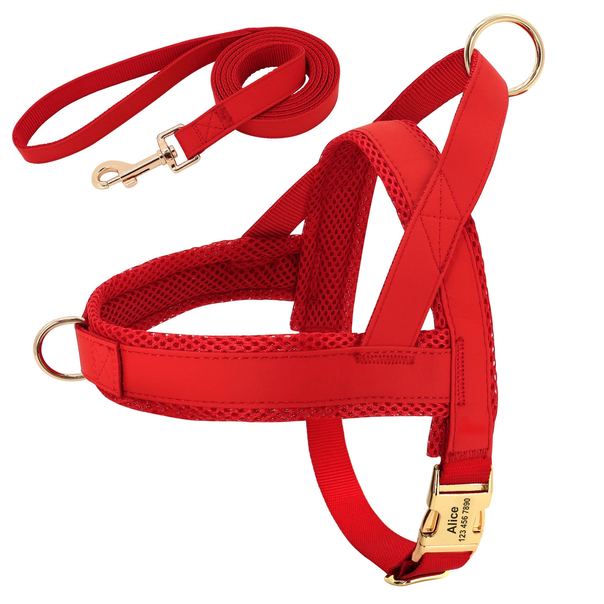 Dog Harness and Leash Set Personalized Reflective No-Pull Vest - Detail Angle 2 | Majestic Pet Kingdom