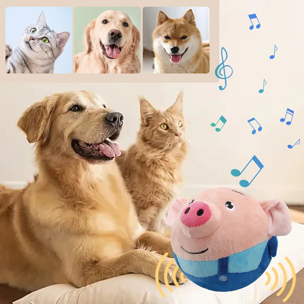 Electronic Pet Dog Toy Music Vibration Bouncing Ball Bite Puppy Ball Active Moving Pet Plush Sing Dog Chewing Squeaker Dog Toy | Purrfect Pet Kingdom