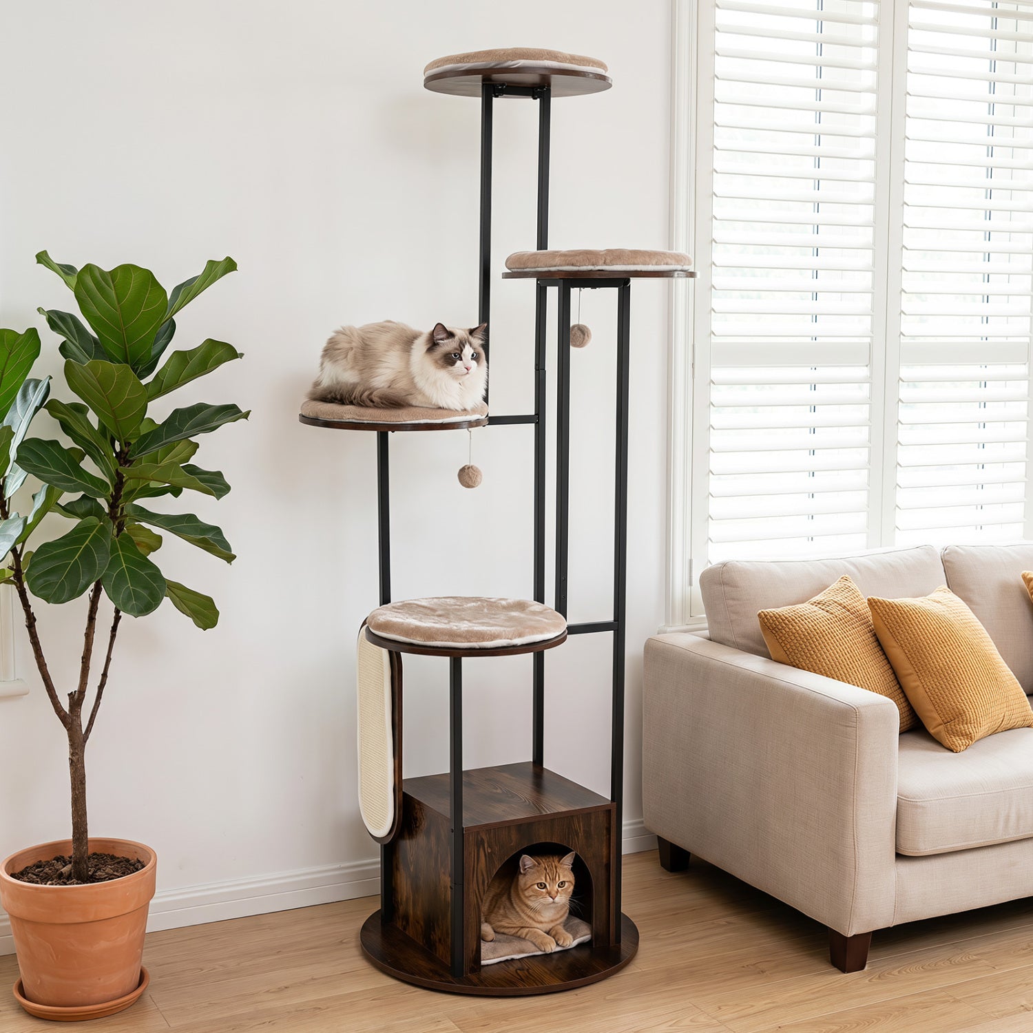 72-Inch Multi-Level Cat Tree with Condo and Perches - Majestic Pet Kingdom