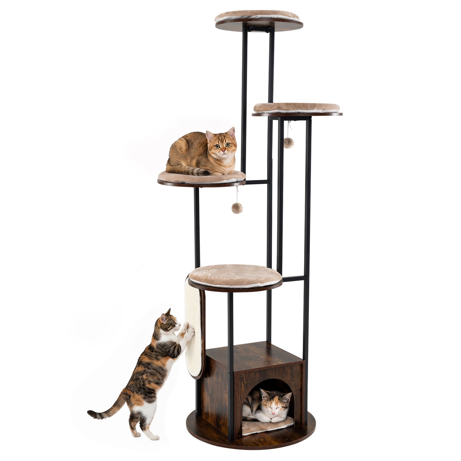 72-Inch Multi-Level Cat Tree with Condo and Perches | Purrfect Pet Kingdom