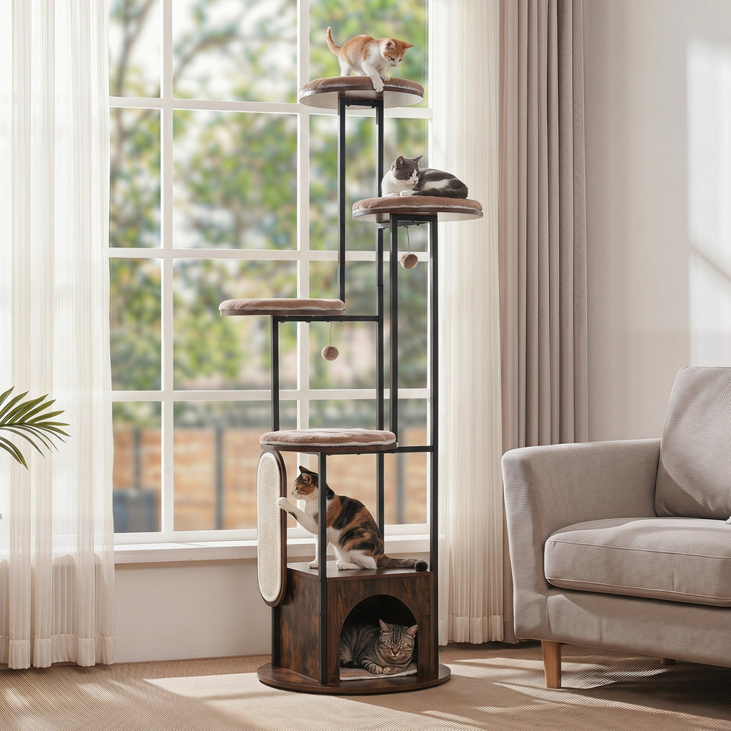 72-Inch Multi-Level Cat Tree with Condo and Perches - Majestic Pet Kingdom