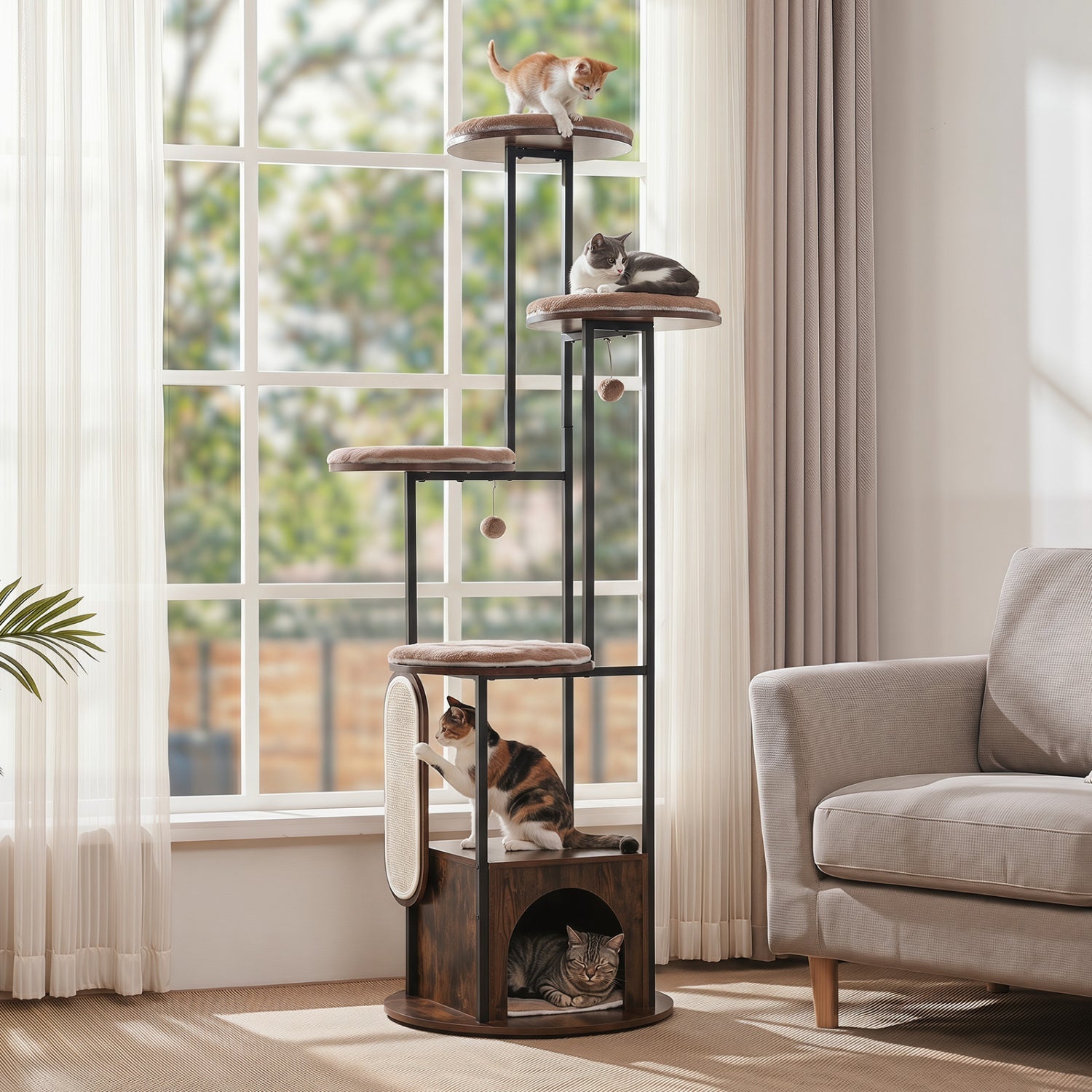 72-Inch Multi-Level Cat Tree with Condo and Perches - Majestic Pet Kingdom