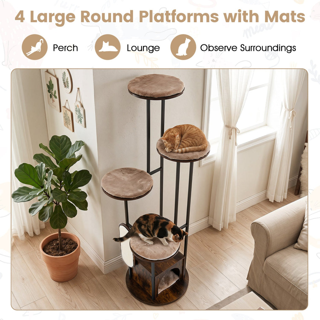 72-Inch Multi-Level Cat Tree with Condo and Perches - Majestic Pet Kingdom