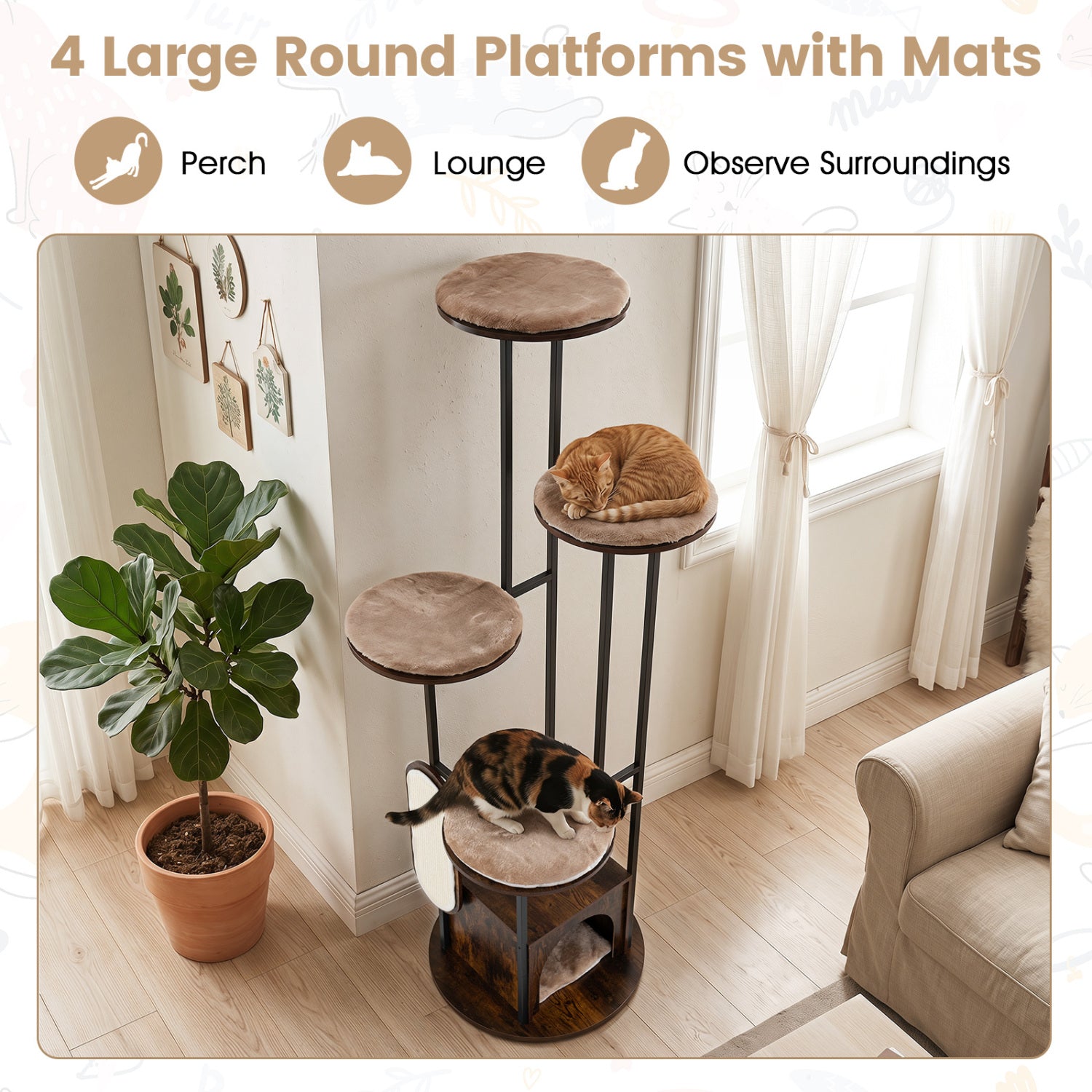 72-Inch Multi-Level Cat Tree with Condo and Perches - Majestic Pet Kingdom
