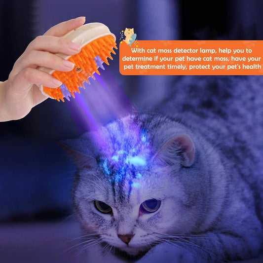 Cat Steam Brush Upgraded 4 In1 Steamy Cat Brush For Shedding Cat Brush Steamer For Massage Multifunctional Cat Hair Grooming Brush Pet Hair Removal Tool With Ringworm Detector For Cats Dogs | Purrfect Pet Kingdom