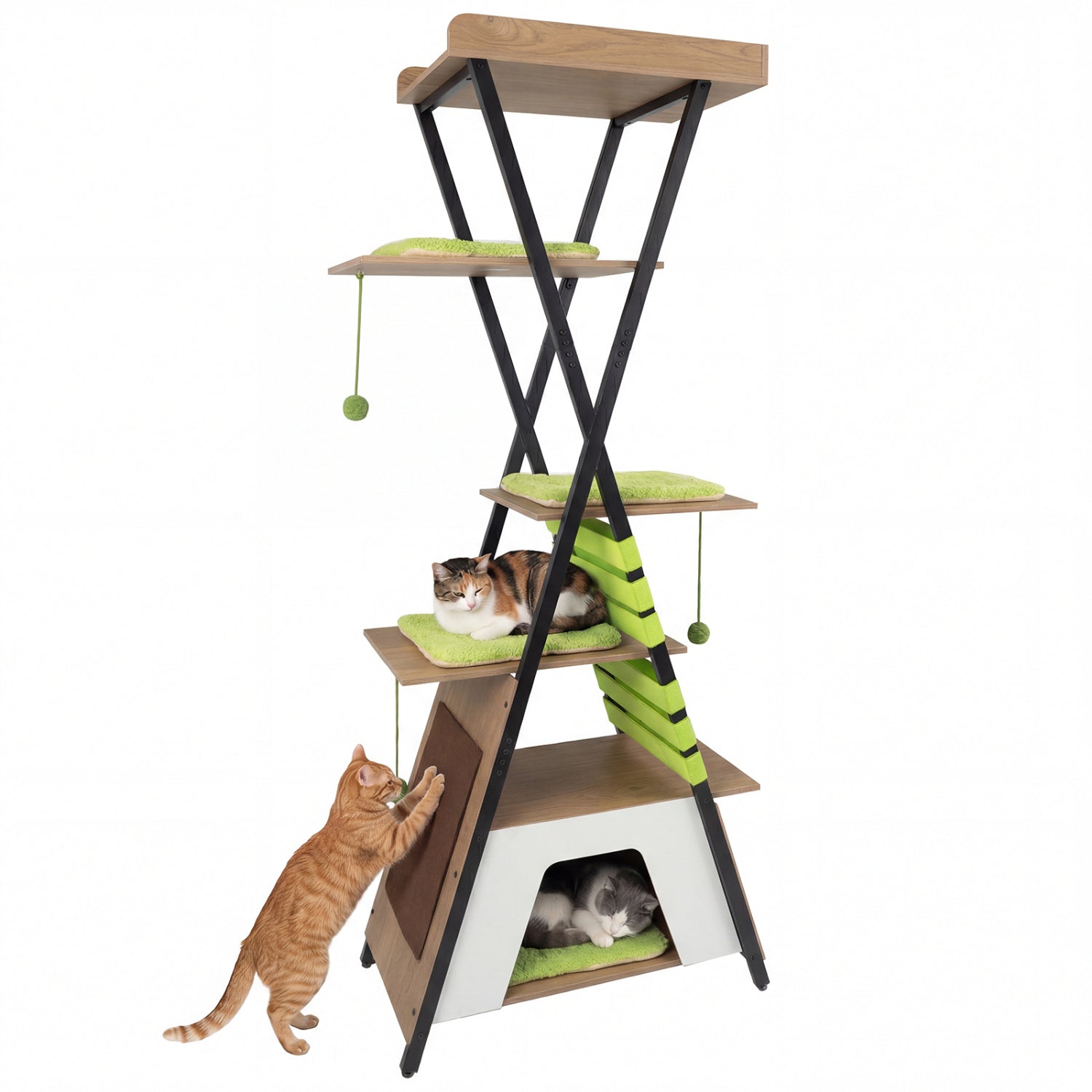 73 Inch Multi-level Cat Tree for Indoor Cats with Elevated Perch and Large Condo - Majestic Pet Kingdom