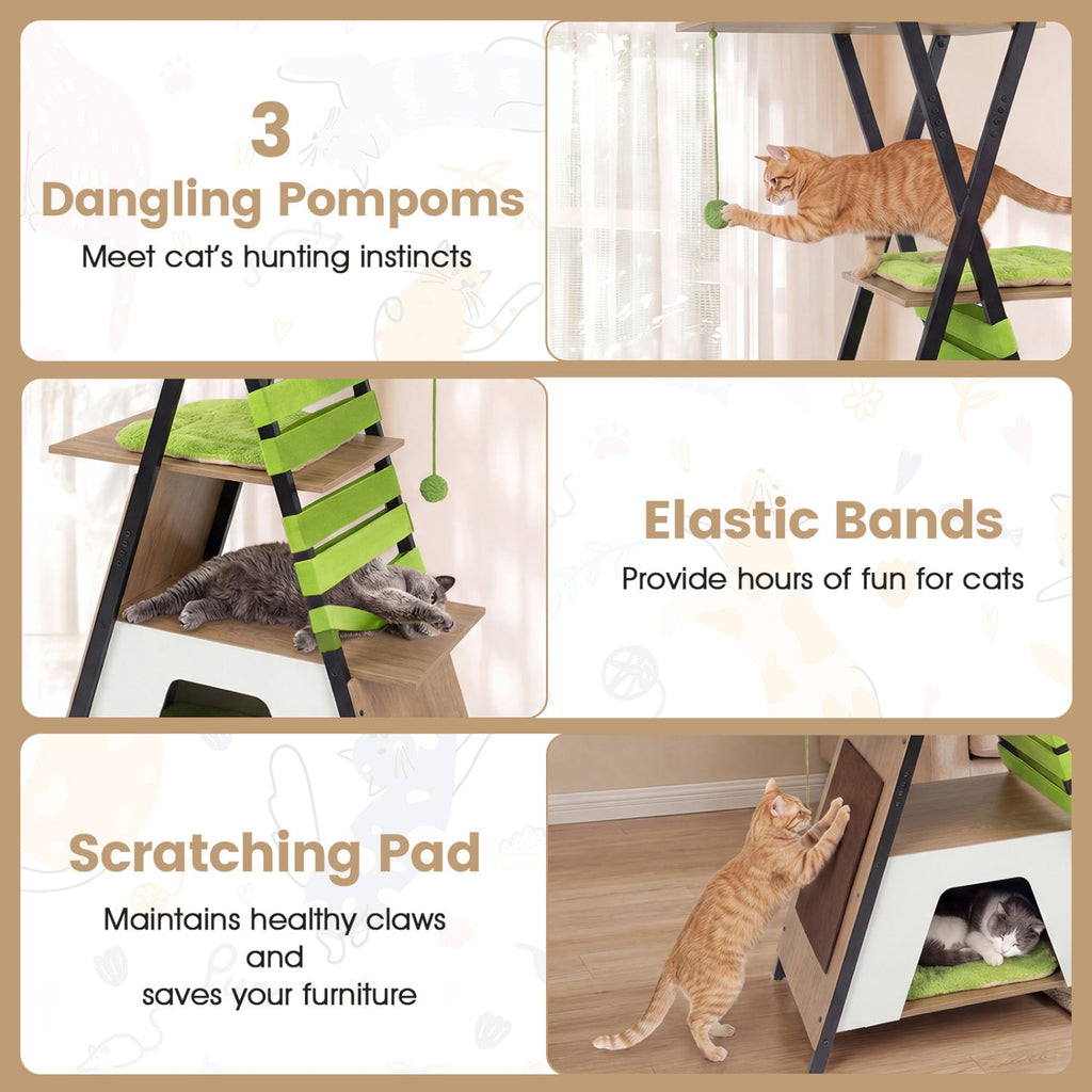 73 Inch Multi-level Cat Tree for Indoor Cats with Elevated Perch and Large Condo - Majestic Pet Kingdom
