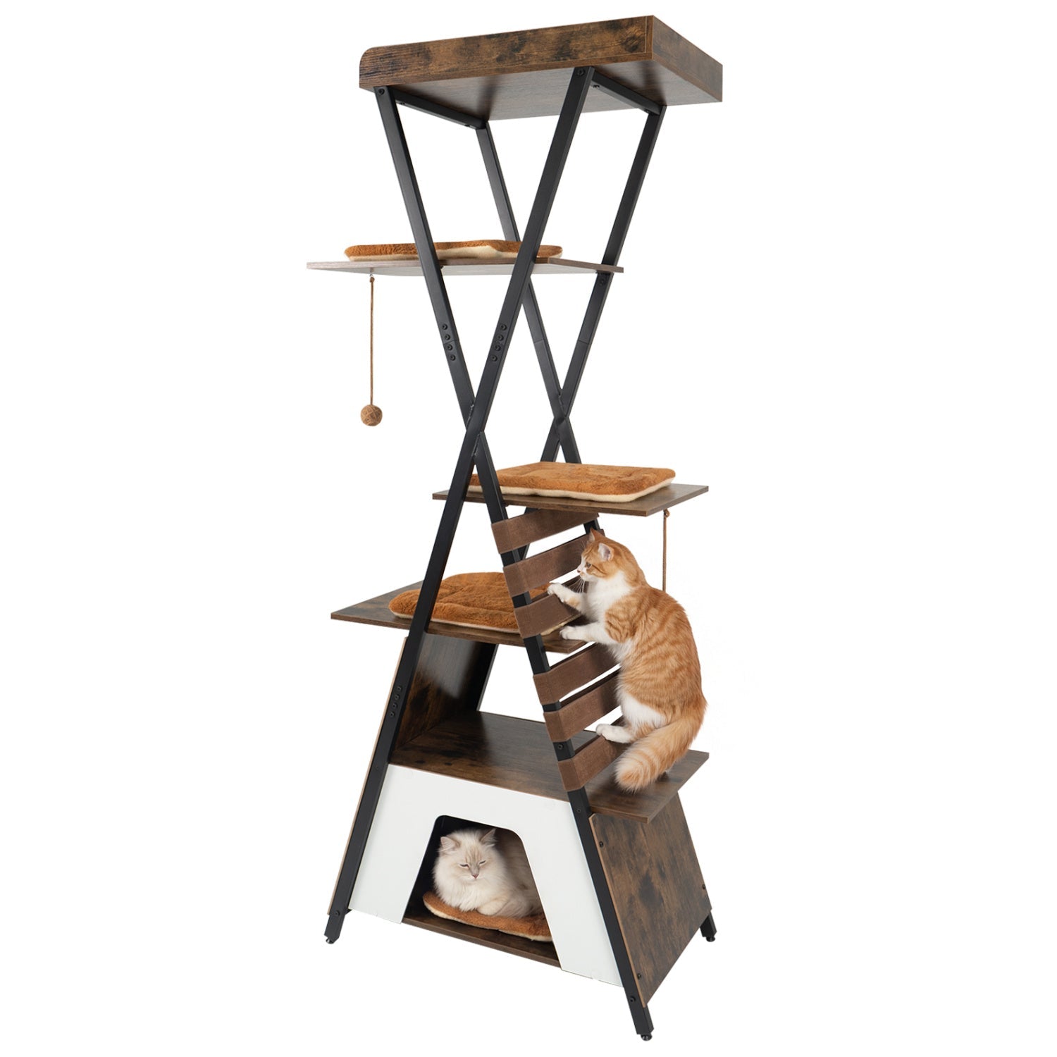 73 Inch Multi-level Cat Tree for Indoor Cats with Elevated Perch and Large Condo - Majestic Pet Kingdom