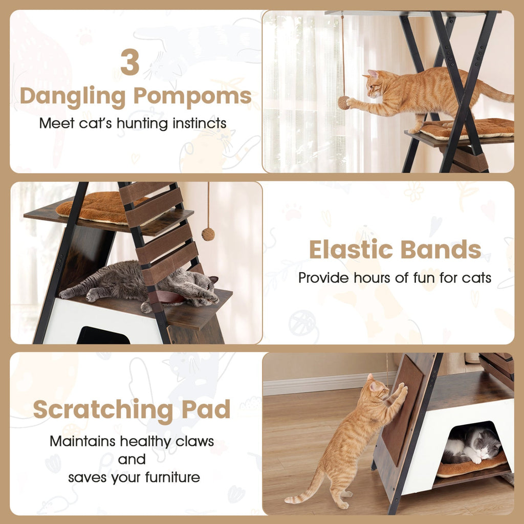 73 Inch Multi-level Cat Tree for Indoor Cats with Elevated Perch and Large Condo - Majestic Pet Kingdom