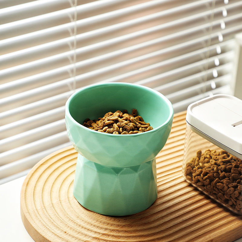 Ceramic High Foot Cervical Protection Pet Bowl - Majestic Pet Kingdom