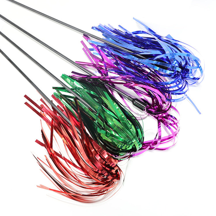Black PP Rod Sound Paper Color Stripes Cat Teaser