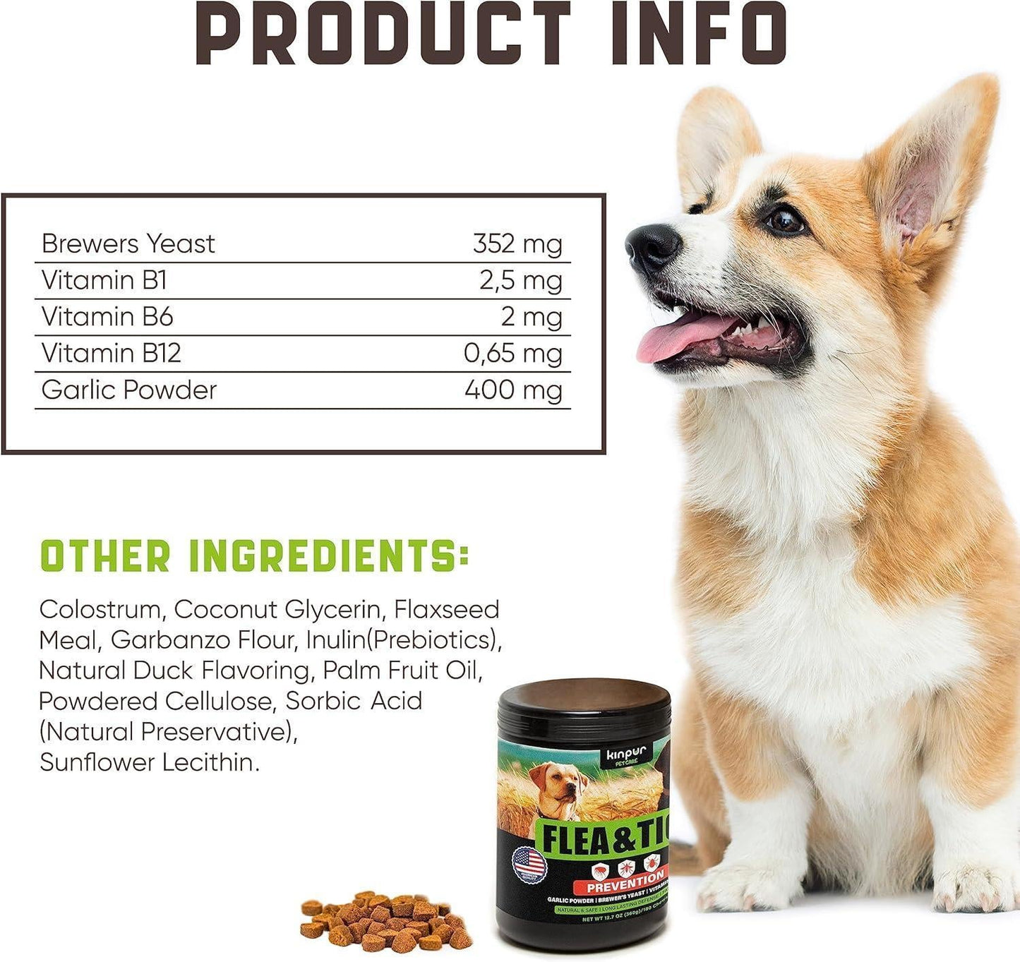 Flea & Tick Chews for Dogs - Duck Flavor 180 Count