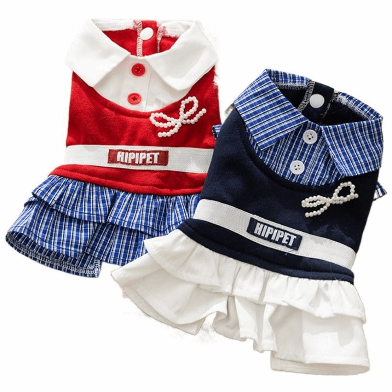 Formal Pet Dress With School Style Ruffles For Dogs And Cats - Premium Pet Accessory