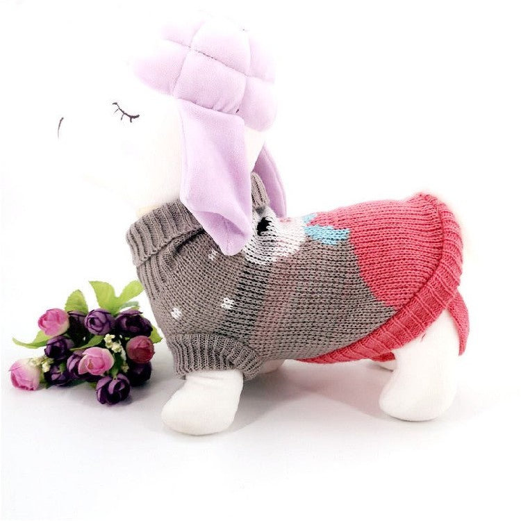 Christmas Maple Snowflake Turtleneck Knitted Sweater Pet Clothes - Majestic Pet Kingdom