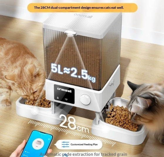 Automatic Cat Feeder With Dual Bowls Visual Timer-Controlled Portion-Adjustable Smart Pet Feeder For Cat Food - Majestic Pet Kingdom