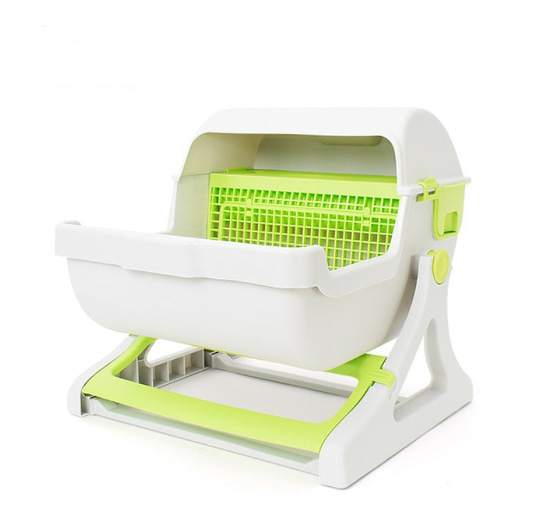 Cat Litter Box Semi-Enclosed Pet Toilet Pan Trainer